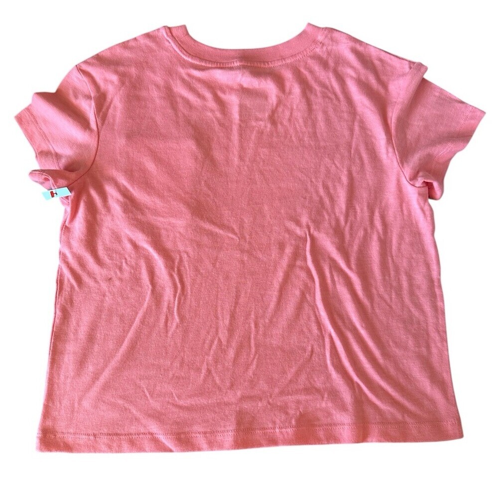 Cat & Jack Girls T-Shirt Size L 10/12 Pink Short Sleeve Daisy Pocket Patch - Picture 2 of 3